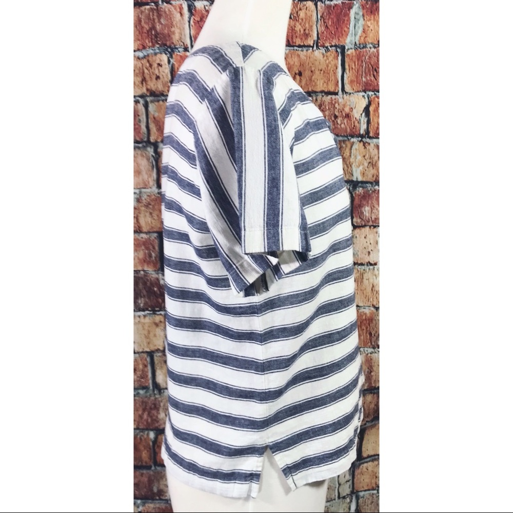 Madewell Nautical Striped Lace Up Linen Cotton Top - Picture 4 of 7